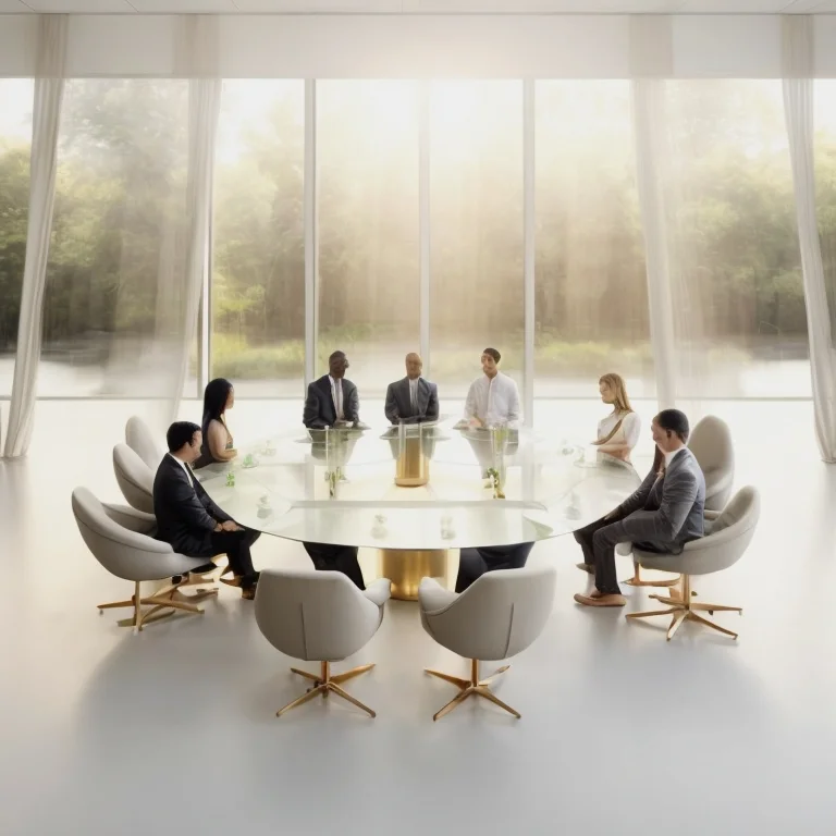 Group of executives meditating in a serene studio